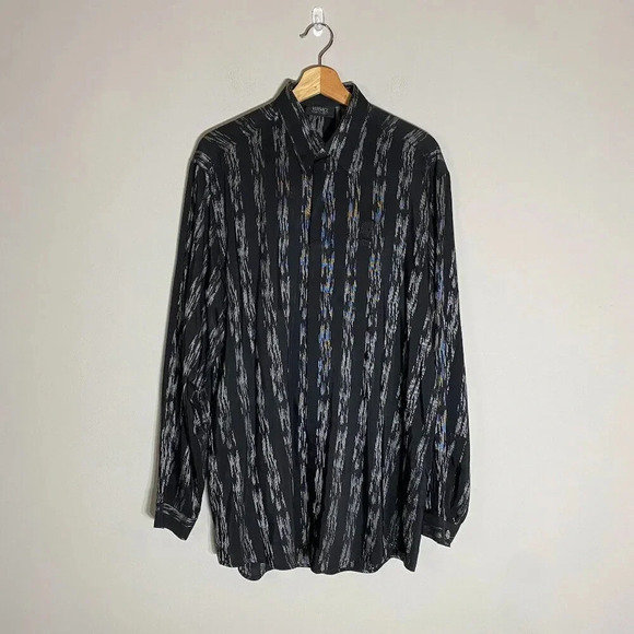 Vintage Versace Classic V2 Men's Size 39 Long Sleeve Patterned Button Down Shirt - Picture 2 of 16